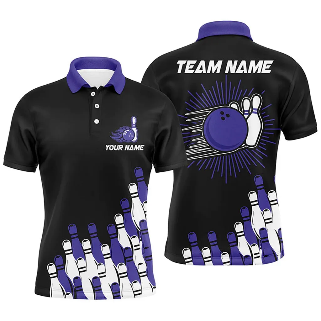 Retro Bowling Team Multicolor Option Polo Shirt, Customized Name 3D Shirt, Idea Gift for Bowling Lovers