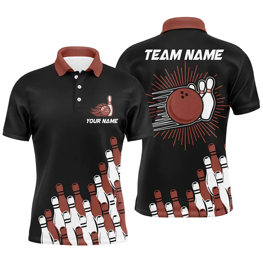 Retro Bowling Team Multicolor Option Polo Shirt, Customized Name 3D Shirt, Idea Gift for Bowling Lovers