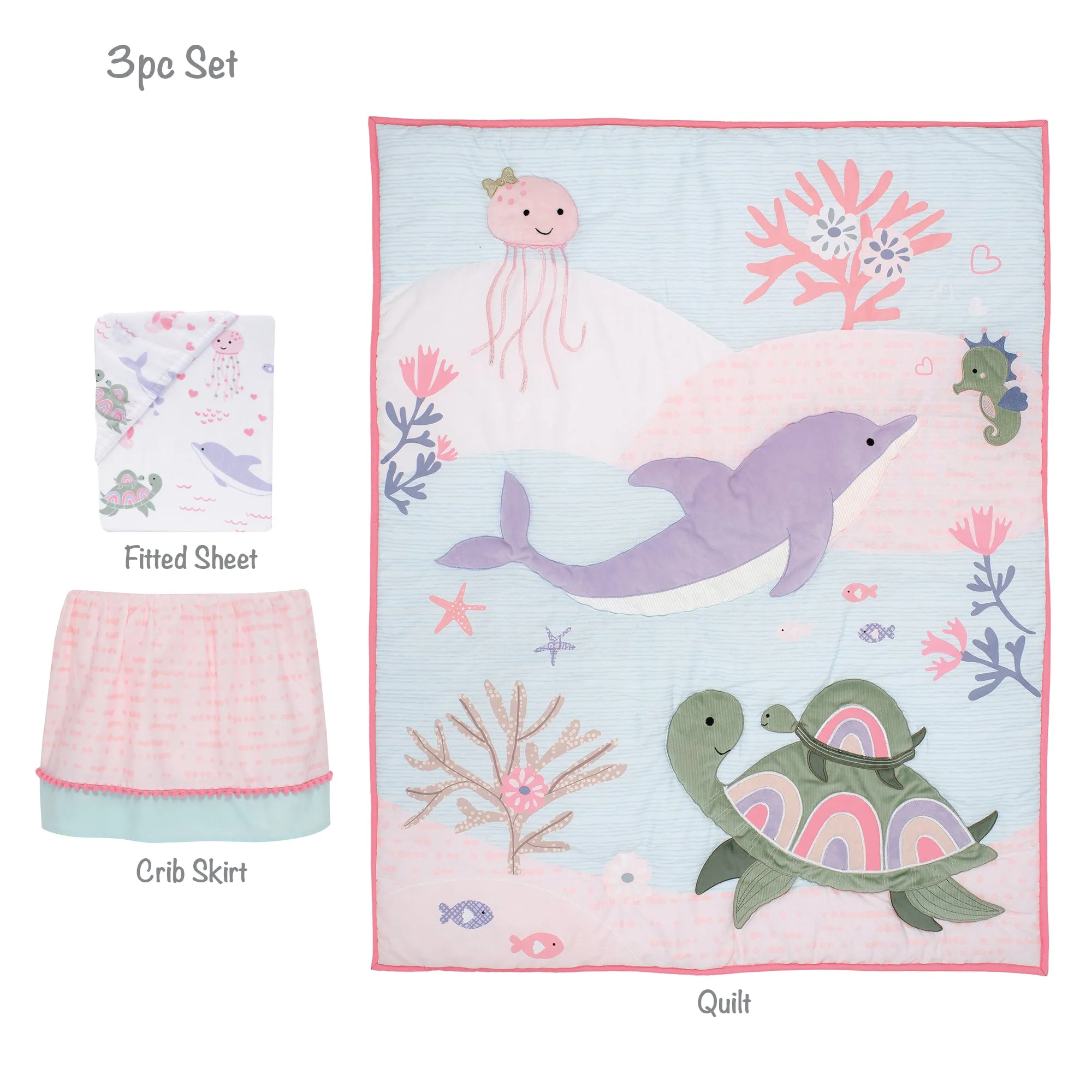 Sea Dreams 3-Piece Crib Bedding Set