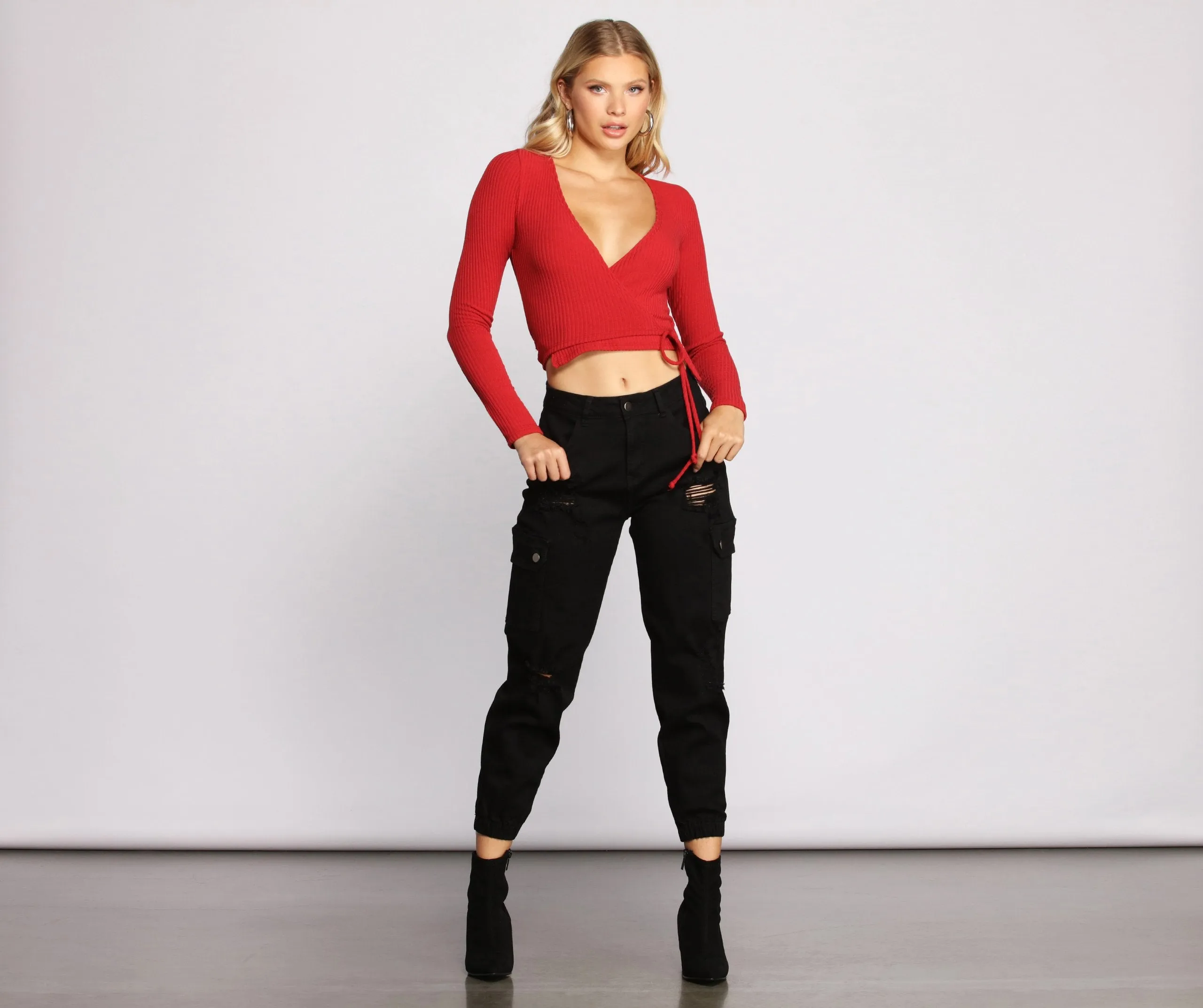 Simply Chic Wrap Front Crop Top