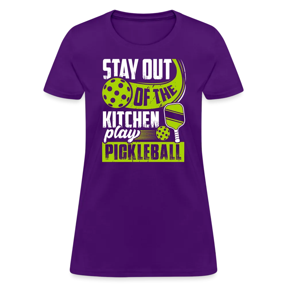 Stay Out Of The Kitchen Play Pickleball Women's Contoured T-Shirt