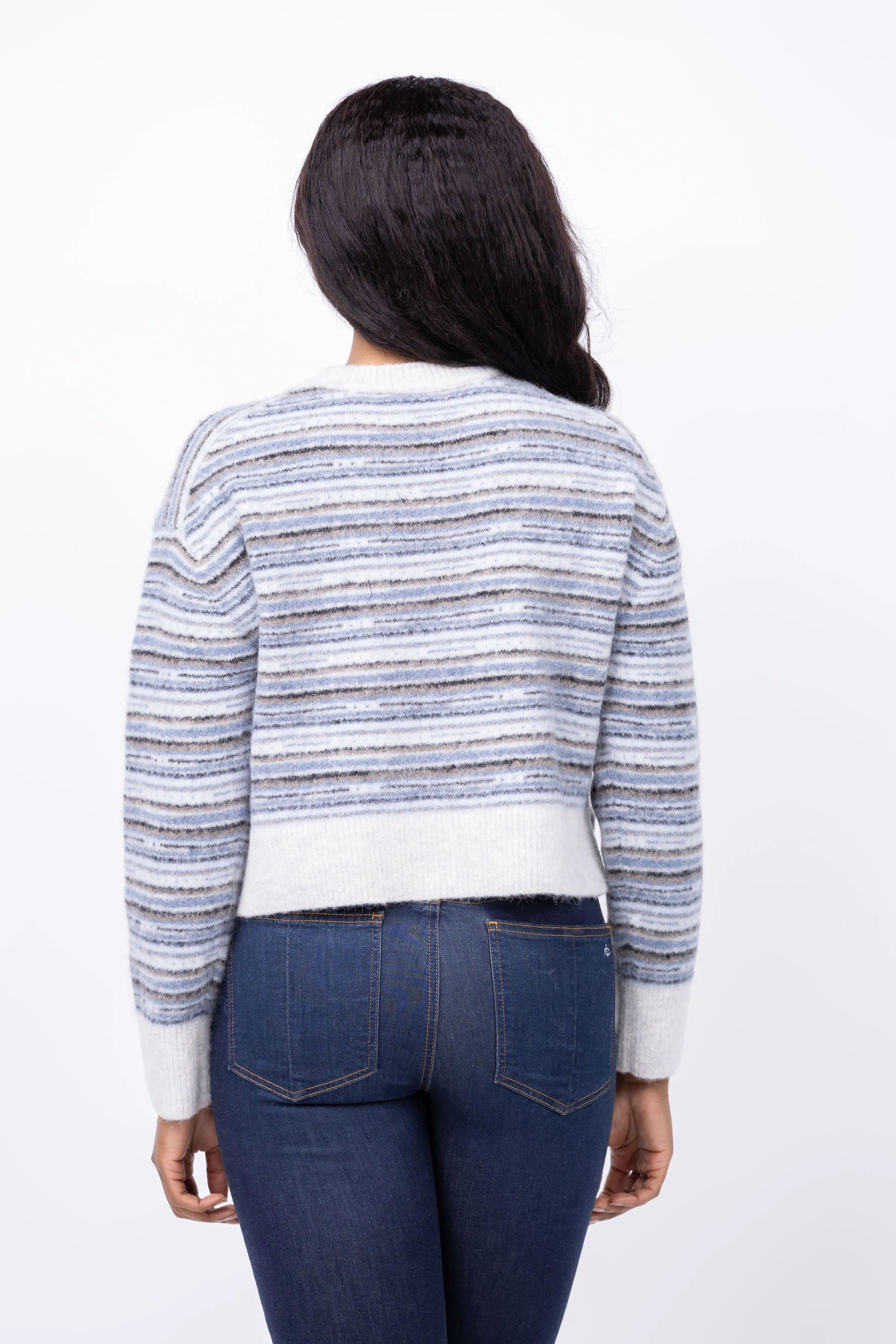 Tanya Taylor Striped Drew Knit Sweater in Salte Blue Multi