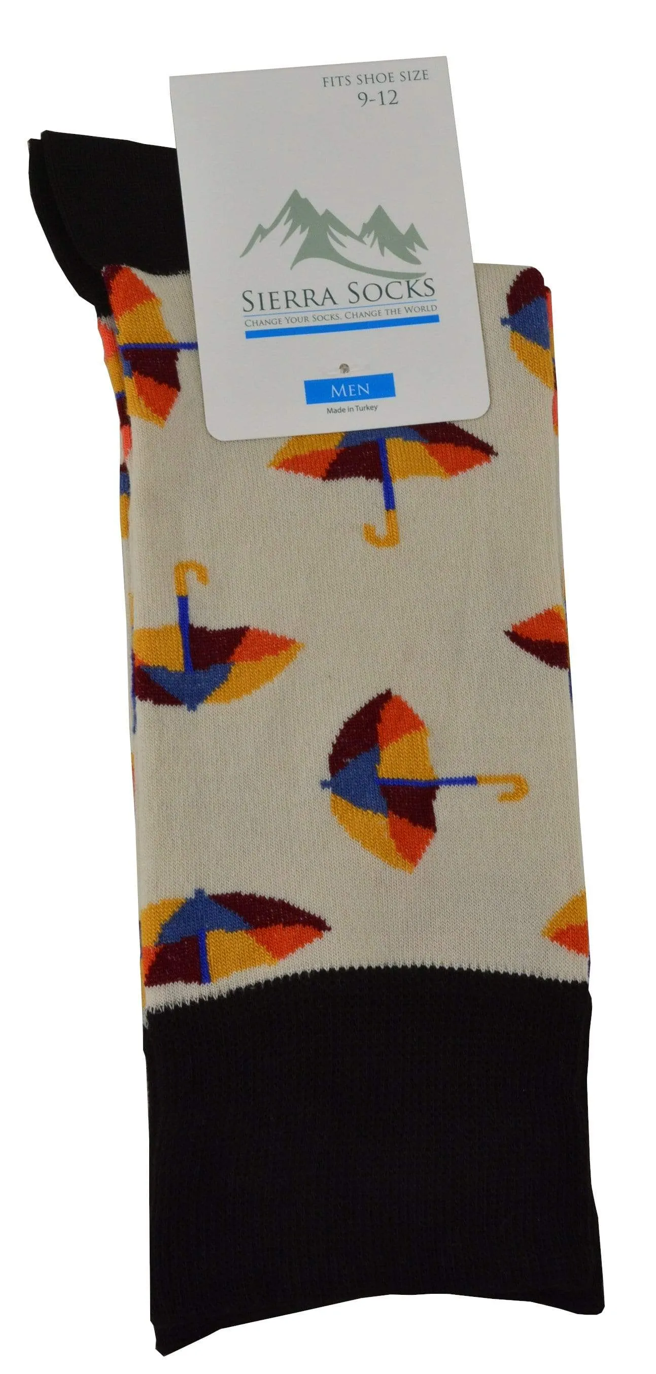 Umbrellas Design Colorful Smooth Toe Men Crew Socks