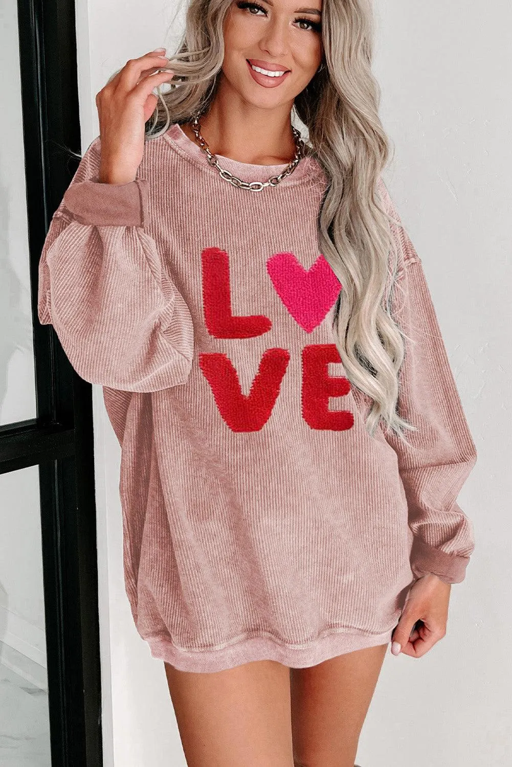 Valentine "LOVE" Chenille Corduroy Sweatshirt