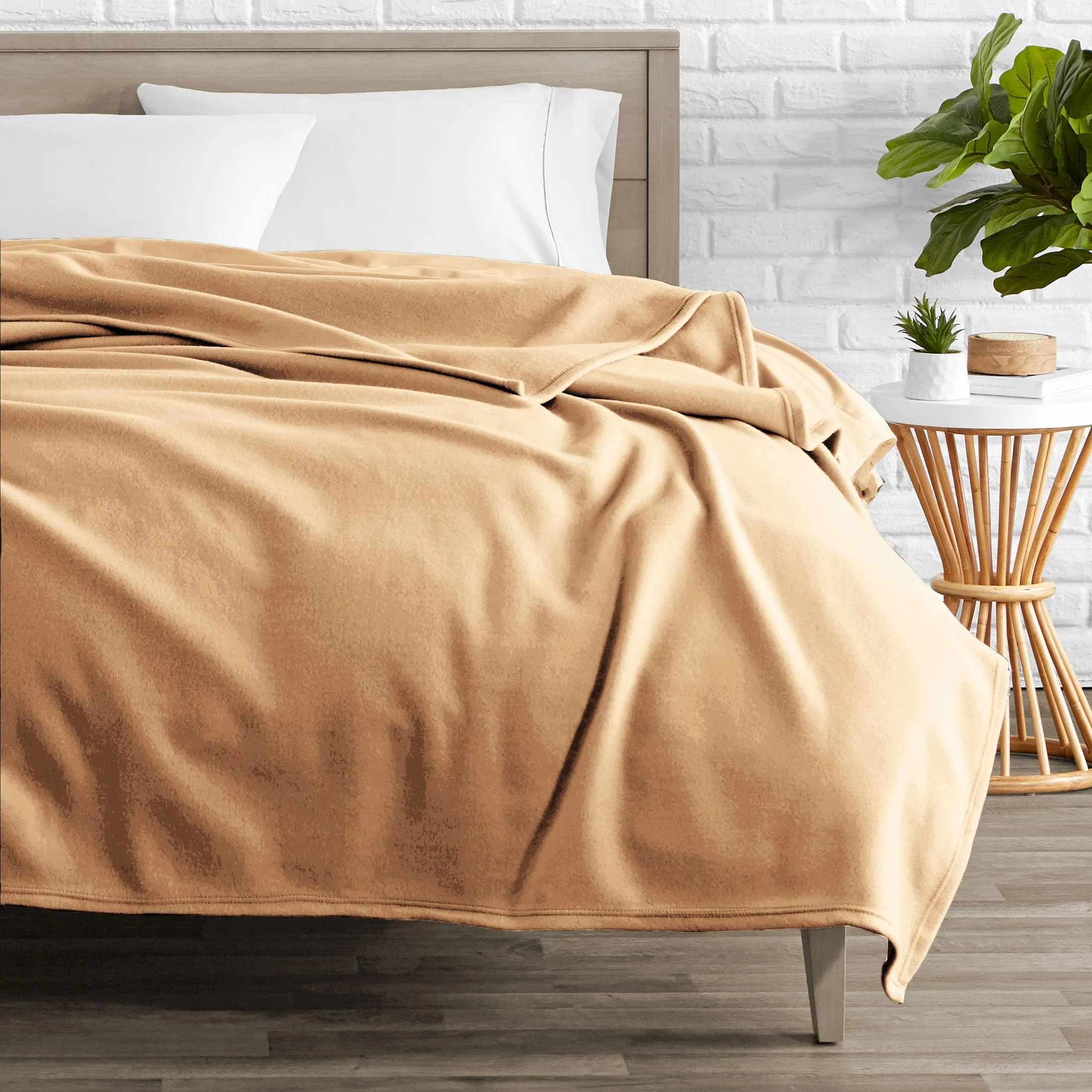 VAS COLLECTIONS Cloth Solid/Plain Light Weight Single Bed Fleece Blanket for Heavy Winter (150 x 228 cm or 60" x 90", Beige)