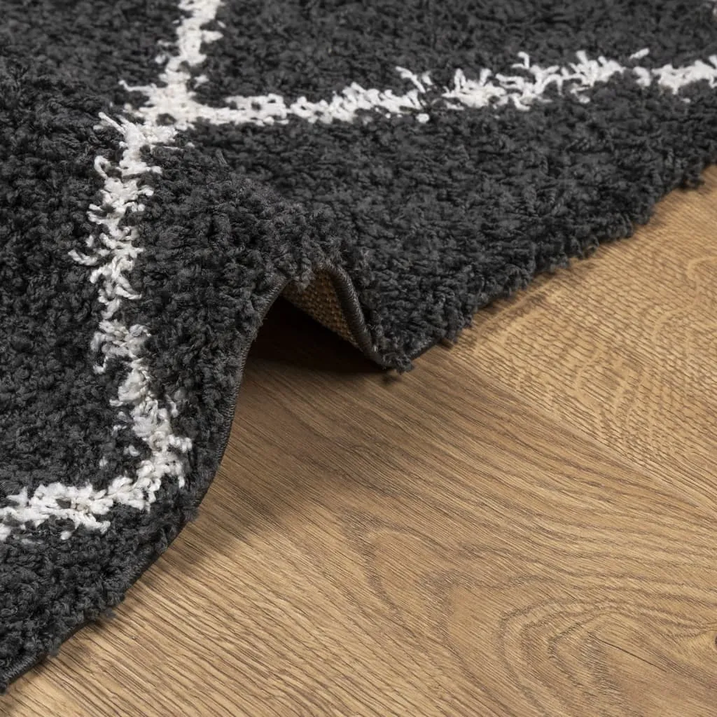 vidaXL Shaggy Rug PAMPLONA - Cozy High Pile Area Rug in Black and Cream 200x200 cm