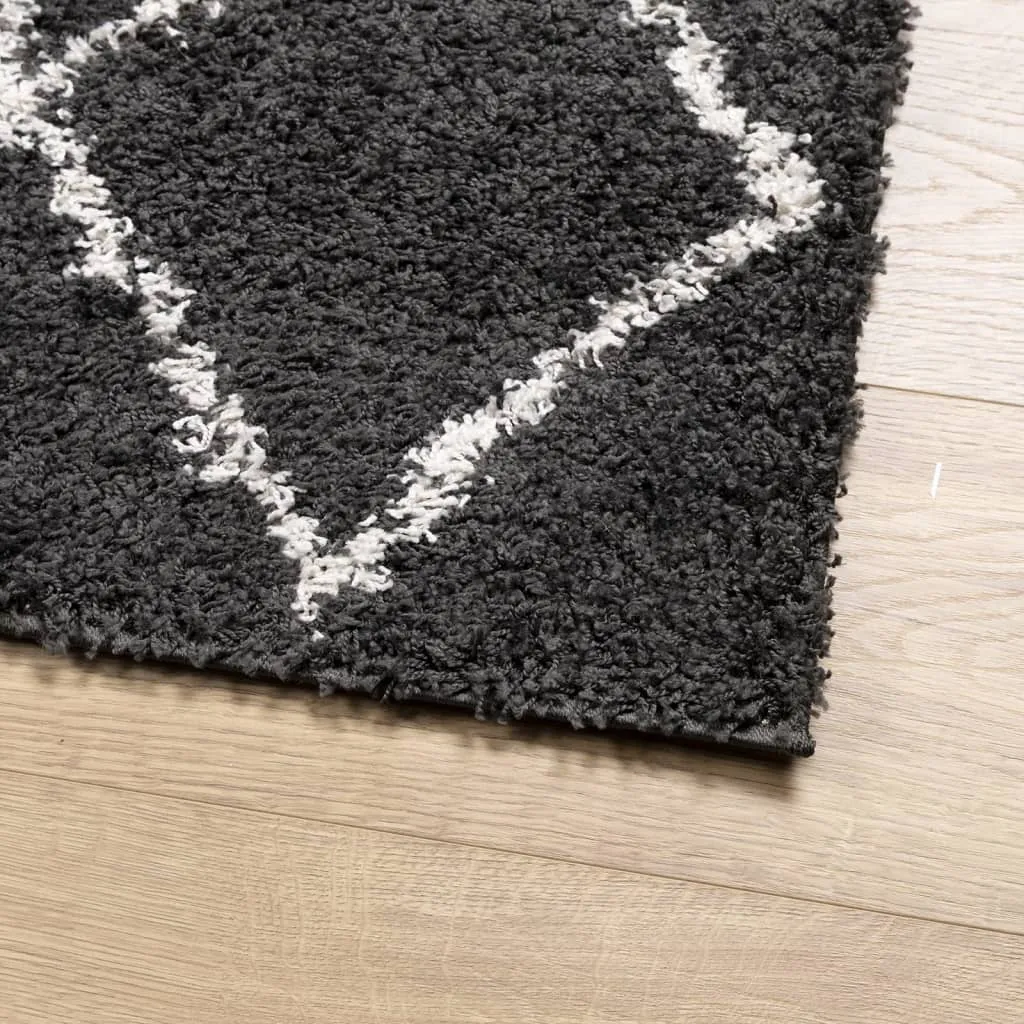 vidaXL Shaggy Rug PAMPLONA - Cozy High Pile Area Rug in Black and Cream 200x200 cm