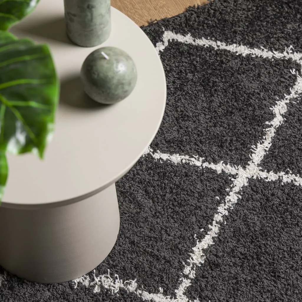 vidaXL Shaggy Rug PAMPLONA - Cozy High Pile Area Rug in Black and Cream 200x200 cm