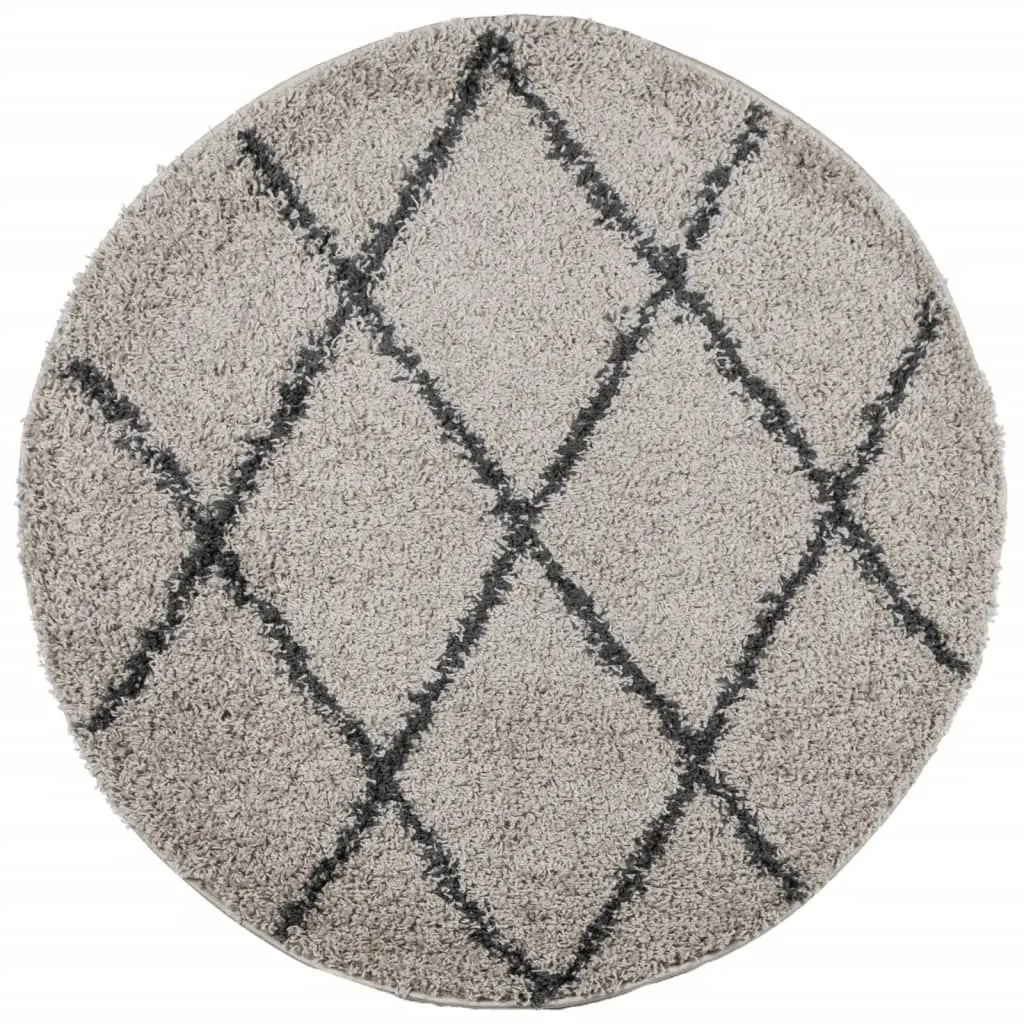 vidaXL Shaggy Rug PAMPLONA - High Pile, Modern Beige & Anthracite, Ø 240 cm – Soft, Cozy & Durable