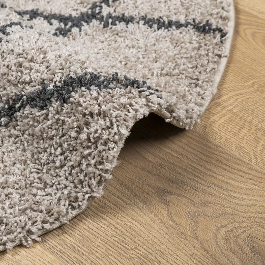 vidaXL Shaggy Rug PAMPLONA - High Pile, Modern Beige & Anthracite, Ø 240 cm – Soft, Cozy & Durable