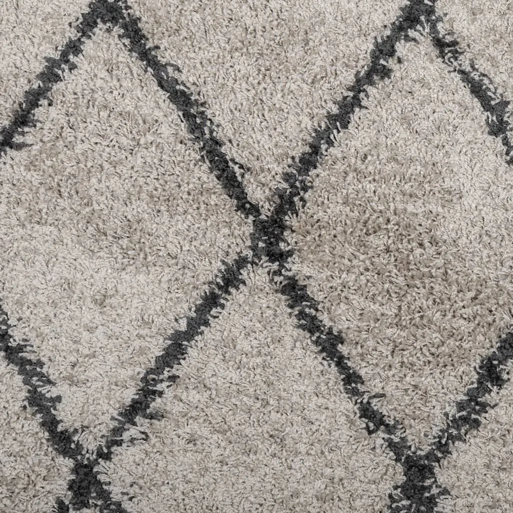 vidaXL Shaggy Rug PAMPLONA - High Pile, Modern Beige & Anthracite, Ø 240 cm – Soft, Cozy & Durable