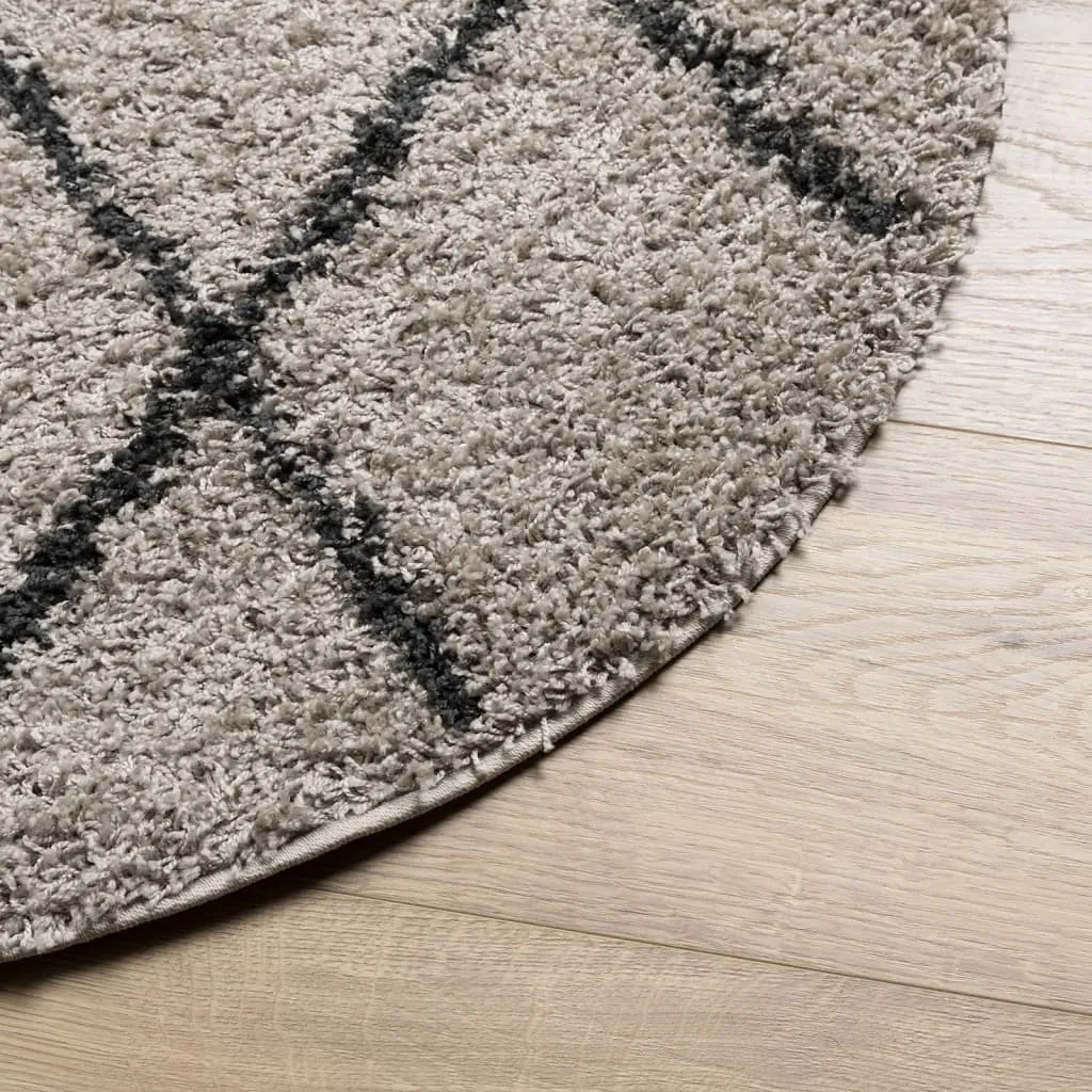 vidaXL Shaggy Rug PAMPLONA - High Pile, Modern Beige & Anthracite, Ø 240 cm – Soft, Cozy & Durable