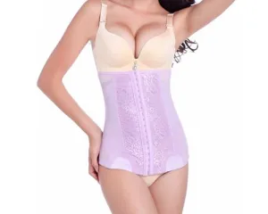 Women Waist Trainer Cincher Tummy Slimming Corset Belt Lace-Purple XL