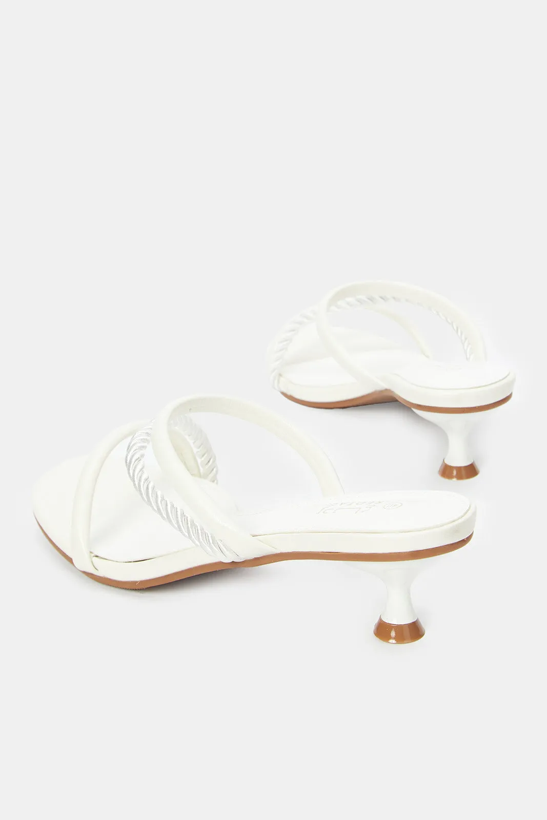 Women White Rope Trim Sandal