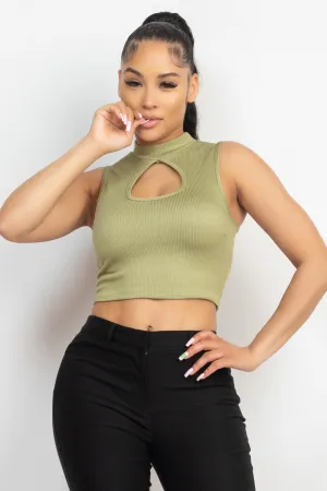 Women's Mock Keyhole-front Crop Top