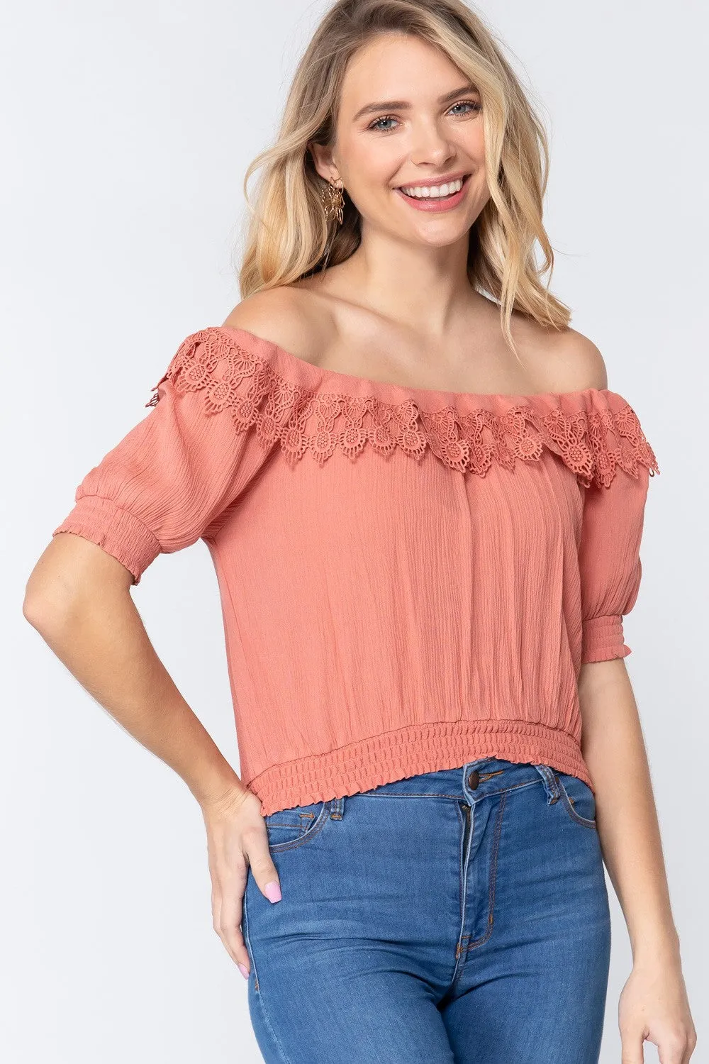 Women's Off Shoulder Lace Detailed Top