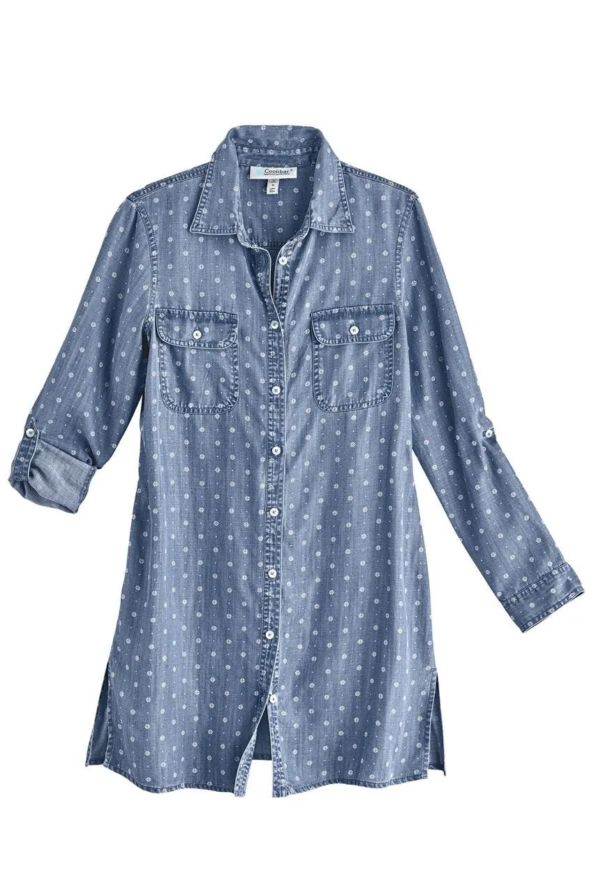 Women's Santa Rosa Chambray Tunic Top  |  Light Indigo Foulard