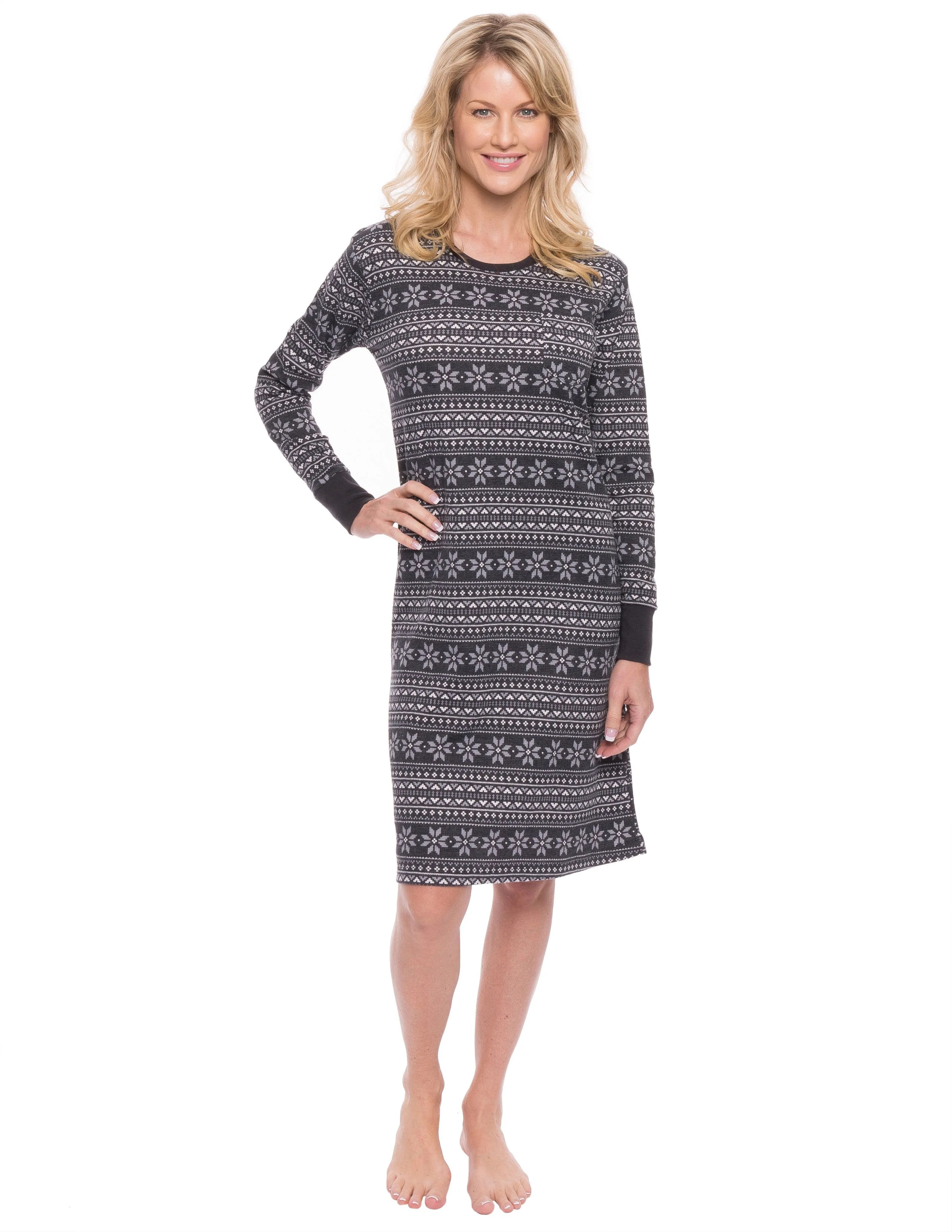 Women's Waffle Knit Thermal Sleep Dress