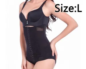 Women's Waist Trainer Cincher Tummy Slimming Corset Belt Lace-Black L