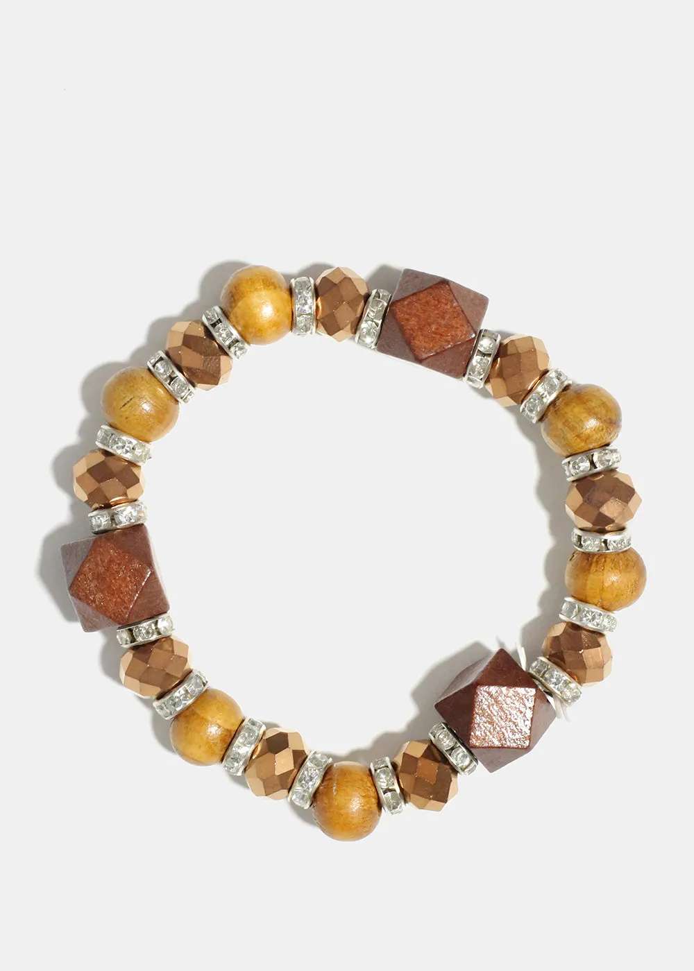 Wooden Bead with Rhinestone Bracelet